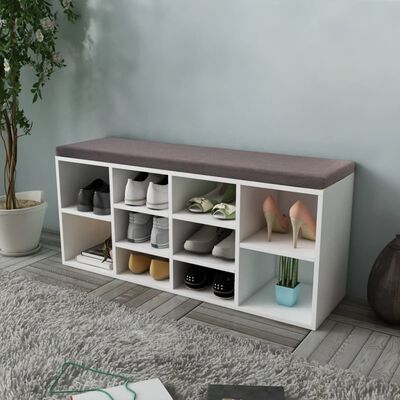 Banco de Arrumação de Sapatos 10 Compartimentos Branco